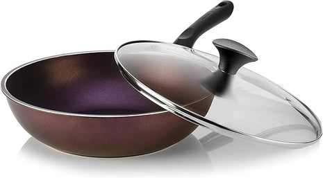 TECHEF - Art Pan Collection Wok/Stir-Fry Pan, Coated 5 times with Teflon Select Non-Stick Coating (PFOA Free) - Made in Korea (12 IN with Lid)