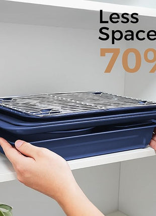 HONGBAKE Bakeware Sets, Baking Pans Set, Nonstick Oven Pan for Kitchen with Wider Grips, 10-Piece Including Rack, Cookie Sheet, Cake Pans, Loaf Pan, Muffin Pan, Pizza Pan - Blue