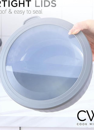 COOK WITH COLOR Prep Bowls with Lids- Wide and Deep Nesting Plastic Small Mixing Bowl Set with Lids, 12 Piece Set - Wide Bowls, Black/White