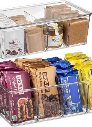 ClearSpace Pantry Organization and Storage Bins with Removable Dividers & Lids – Perfect Pantry Organizers or Kitchen Organization – Refrigerator Organizer Bins, Cabinet Organizers, 2 Pack