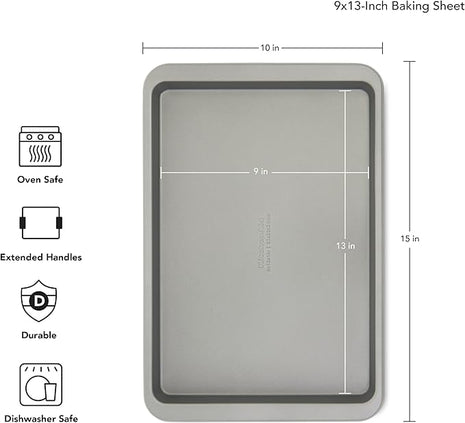 KitchenAid 9x13in Nonstick Aluminized Steel Baking Sheet, Contour Silver