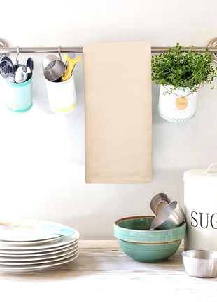 Urban Villa Kitchen Towels Solid Beige Towels Set of 6 20" X30” 100% Cotton Highly Absorbent Quick Drying Dish Cloths & Dish Towels Thanksgiving Fall Tea Towels with Hanging Loop Towels