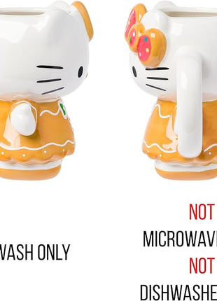 Silver Buffalo Sanrio Hello Kitty Gingerbread Dress 3D Sculpted Ceramic Mug, 20 Ounces