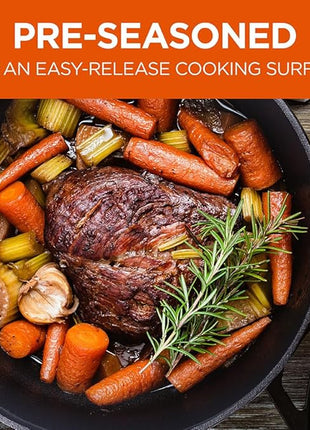 Commercial CHEF 10.25 Inch Preseasoned Cast Iron Skillet, Cast Iron Pan with Dual Pour Spouts