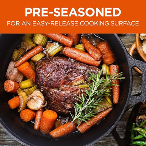 Commercial CHEF 10.25 Inch Preseasoned Cast Iron Skillet, Cast Iron Pan with Dual Pour Spouts