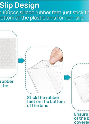 Vtopmart 25 PCS Clear Plastic Drawer Organizers Set, 4-Size Versatile Bathroom and Vanity Drawer Organizer Trays, Storage Bins for Makeup, Bedroom, Kitchen Gadgets Utensils and Office