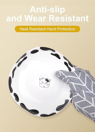 AUAUY Oven Mitts and Pot Holders 6PCS Set, 392°F Heat Resistant Cooking Gloves and Hot Pads Baking Mittens BBQ Gloves, Top Kitchen Gadgets, Non-Slip Kitchen Mittens for Oven Cooking Baking Grilling