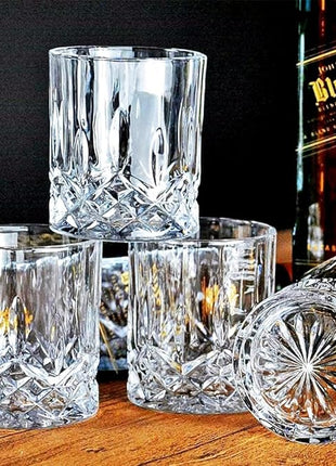 GLASKEY Whiskey Glasses Set of 4,Rock Glasses,11 oz Lead-Free Crystal Bourbon Glass,Old Fashioned Glass for Bourbon,Cognac,Irish Whisky,Personalised Whisky Glass Gift Set for Men,Dad,Brother