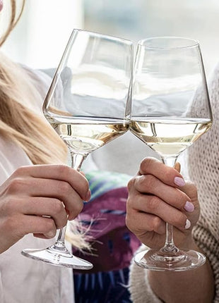 Krosno Large White Wine Glass | Set of 4 | 13.2 oz | Avant-garde Collection | Perfect for Home, Restaurants and Parties | Dishwasher Safe | Lead-Free Crystal Glass