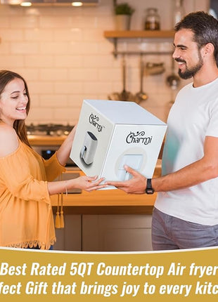 Charmi 5QT Air Fryer – Beautiful Retro Design, Stylish Countertop Look, Nonstick & PFAS-Free, Safe Auto Shutoff, Digital Touchscreen, 8 Cooking Presets (Cream White)