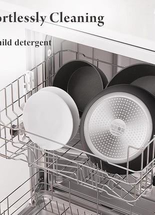 19 Pcs Pots and Pans Set Non Stick Ceramic Cookware Set with Removable Handles, Non Toxic Induction Kitchen Cookware Sets RV Cookware,Dishwasher/Oven Safe PFAS/PTFE/PFOA Free Cream White