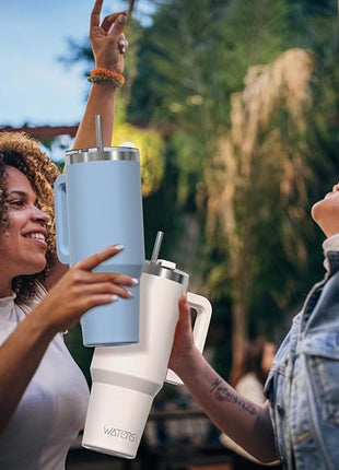 40 oz Tumbler with Handle,Tumbler with Lid and Straw,Double Wall Insulated Cup Stainless Steel Travel Mug(Cold for 34 Hours),Water Bottle for Iced Tea,Coffee,Cold Beverages(Smog Blue)