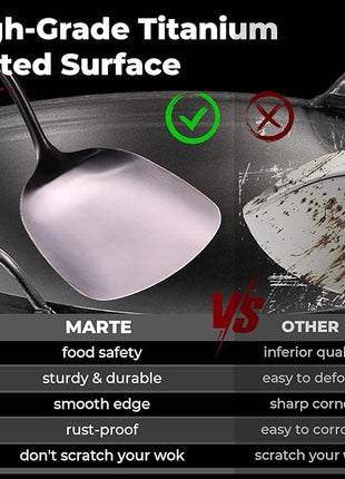 MARTE Kitchen Cooking Utensils Set with Utensil Holder, 8 Pcs Kitchen Serving Tool,18/10 Stainless Steel Cooking Spatula Set,Spatula,Soup Ladle, Skimmer Spoon,Slotted Tunner,Fine Mesh Food Strainer