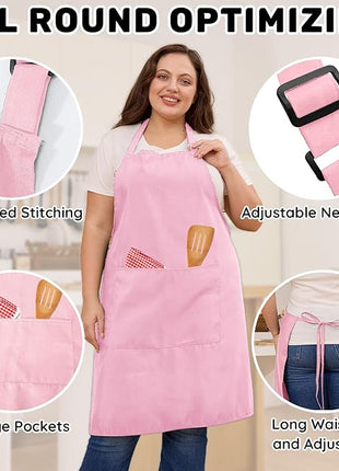 2 Pcs Plus Size Chef Apron, Unisex Professional Apron with 2 Pockets for Cooking, Work, Baking (Larger Size)