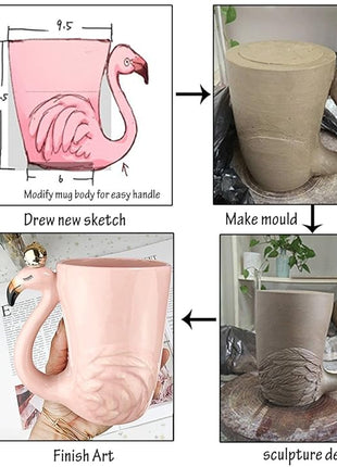 16 oz Cute Pink Coffee Mug Ceramic Flamingo Gift Unique Cups Mom Day Gift for Women Her Grandma Pretty Mug Funny Coffee Cup Funky Xmas Presents for Girlfriend Decorative Animal Decor Christmas Mugs