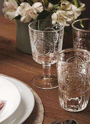 Bormioli Rocco Romantic Water Glass [Set Of 4] | 10.25 oz Premium Glass Set For Refreshments, Soda & Beverages | Italian Quality Glassware, Perfect For Dinner Parties, Bars & Restaurants