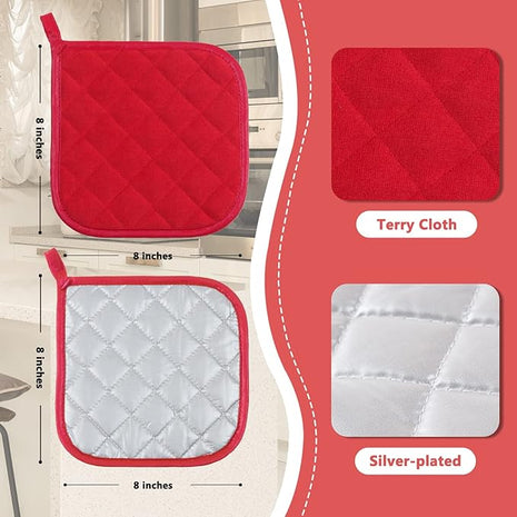 Joyhalo 4 Pack Heat Resistant Pot Holders - Terry Cloth Sets for Cooking & Baking