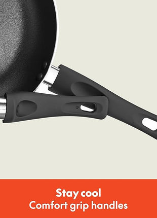 bella Cookware Set, 12 Piece Pots and Pans with Utensils, Nonstick PFOA Free Scratch Resistant Cooking Surface Compatible with All Stoves, Nylon and Aluminum, Black