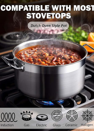 Cooks Standard Dutch Oven Casserole with Lid, 9 Quart Professional Stainless Steel Stockpots, Silver