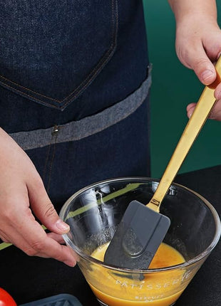 Gold Silicone Spatulas, Berglander Flexible Scrapers Baking Mixing Tool With Titanium Gold Plating, Baking Tools, Heat Resistant, Dishwasher Safe, Easy to Clean