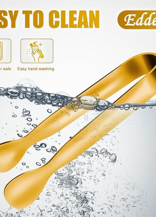 12 PCS Small Serving Tongs, 4.3" Mini Gold Tongs, Gold Kitchen Tongs for Serving Food, Coffee Bar, Tea Party, Desserts Party and Ice Bucket