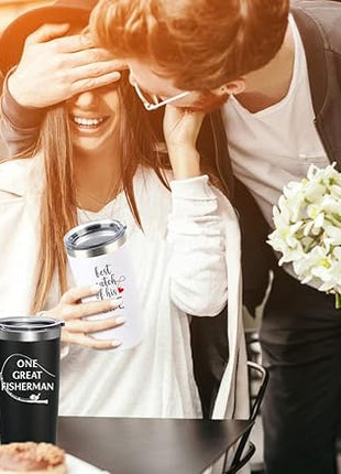 Wedding Anniversary for Couple Friend Lovers Cups Stainless Steel Wine Tumbler Travel Mug with Straw and Lid,2 Pack (4.blackwhite)