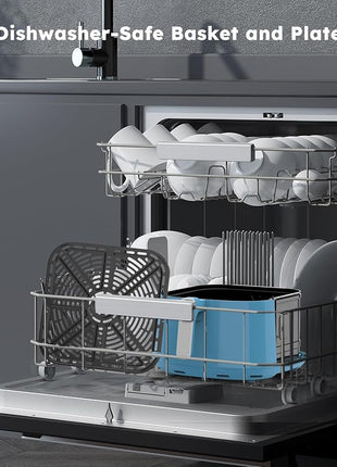 Nuwave Brio Plus 8 Qt Air Fryer, PFAS Free, New & Improved, Digital Touch Screen, Cool White Display, 50°F~400°F in Precise 5°, 5 Cook Functions, 100 Presets & 50 Memory, 3 Wattages 700, 1500, 1800