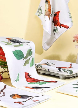 Set of 6 Birds Kitchen Towels Hummingbird Tea Towels Absorbent Dish Towels Birds on Branch 24 x 16 Inches Kitchen Gifts Cardinal Hand Towels Bird Lover Gifts for Farmhouse Kitchen Bathroom Decorations