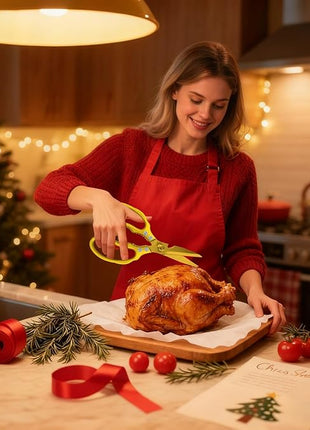 CGBE Kitchen Scissors, Multi-Purpose Kitchen Shears, Heavy Duty Dishwasher Safe Food Scissors for Chicken, Poultry, Fish, Meat & Herbs with Non-Slip Grips - ALL Gold