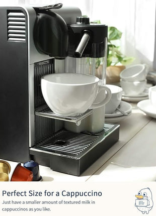 LE TAUCI 6 oz Cappuccino Cups with Saucers, Ceramic Coffee Cup for Au Lait, Double shot, Latte, Cafe Mocha, Tea - Set of 4, White