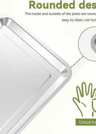 Quality Baking Sheet Pan, 12.4"x11" Stainless Steel Air Fryer Tray Replacement for Cuisinart Air Fryer TOA-060 and TOA-065, Dishwasher Safe, NonStick Baking Pans for Cooking Bread and Broiling