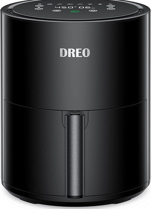 Dreo Air Fryer - 100℉ to 450℉, 4 Quart Hot Oven Cooker with 50 Recipes, 9 Cooking Functions on Easy Touch Screen, Preheat, Shake Reminder, 9-in-1 Digital Airfryer, Black, 4L (DR-KAF002)