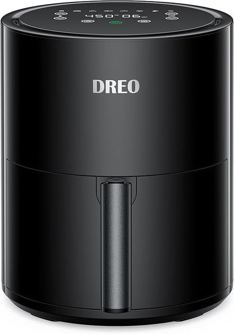 Dreo Air Fryer - 100℉ to 450℉, 4 Quart Hot Oven Cooker with 50 Recipes, 9 Cooking Functions on Easy Touch Screen, Preheat, Shake Reminder, 9-in-1 Digital Airfryer, Black, 4L (DR-KAF002)