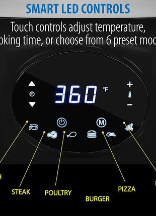 Deco Chef 3.7QT Digital Air Fryer with 6 Cooking Presets, LED Touch Controls, Adjustable Temperature and Time, Detachable Dishwasher Safe Non-Stick Basket, ETL Certified, Black