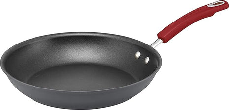 Rachael Ray Brights Hard Anodized Nonstick Frying Pan / Fry Pan / Hard Anodized Skillet - 12.5 Inch, Gray with Red Handles
