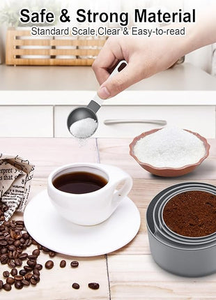 Measuring Cups and Spoons Set of 10 Pieces, Nesting Measure Cups Spoons with Stainless Steel Handle for Dry & Liquid Ingredient, Kitchen Gadgets, Grey