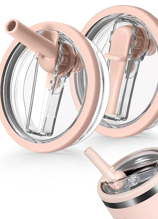 40oz Flip Straw Leak Proof Lid for Stanley H2.0 Quencher Protour Tumbler,2 Pack Spill Proof Lid Replacement Straw Cover Top for 40 OZ Stanley Cup Accessories(Light Nectarine,Light Nectarine)