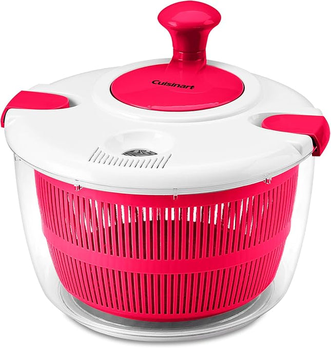 Cuisinart Large Salad Spinner- Wash, Spin & Dry Salad Greens, Fruits & Vegetables, 5qt, CTG-00-SASR Red