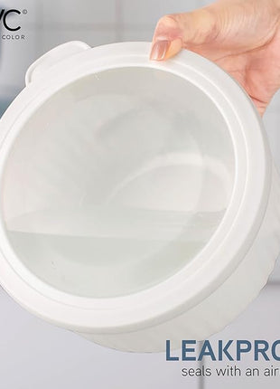 COOK WITH COLOR Prep Bowls with Lids- Wide and Deep Nesting Plastic Small Mixing Bowl Set with Lids, 8 Piece Set - Deep Bowls, Blue/Grey