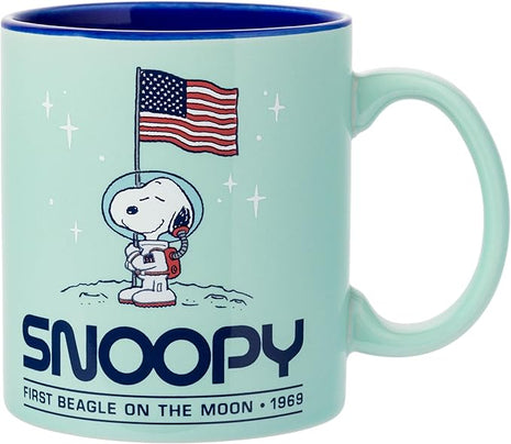 Silver Buffalo Peanuts “First Beagle on the Moon” Featuring Snoopy in Space Ceramic Mug, 20 Ounces