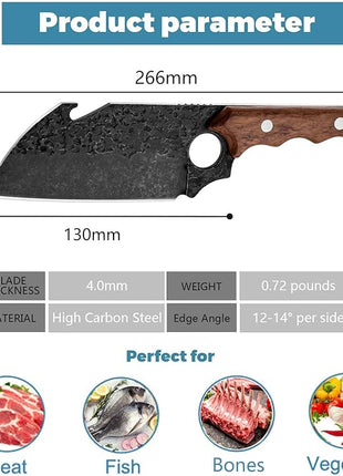 Purple Dragon Boning Knife Hand Forged Chef Knife with Leather Sheath Gift Box Bottle Opener Design Sharp Meat Butcher Cleaver Kitchen Knife for Kitchen Outdoor BBQ Camping