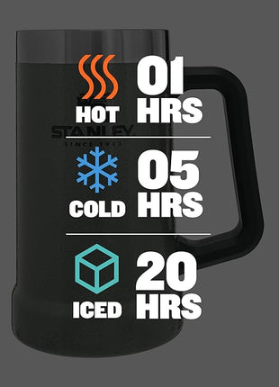 Stanley Stay-Chill Beer Stein 24 oz | Heavy Duty Big Grip Handle | Beer Tumbler Drink Cup, Holds 2 Cans | Insulated Stainless Steel Party Mug | BPA-Free