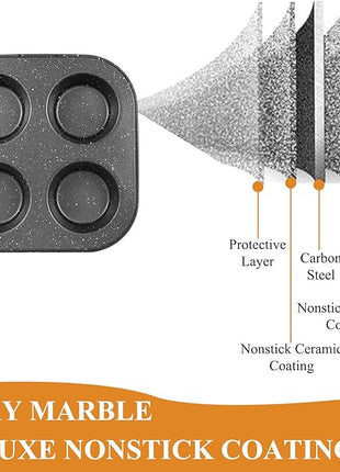 4 Cup Muffin Pan 2 Pack, Nonstick Mini Muffin Tin for Air Fryer, 1.18In Deep Cupcake Baking Pan for Frittatas, Tarts, Brownies