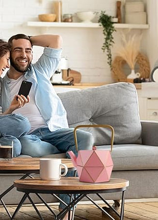 Toptier Cast Iron Teapot, Stovetop Safe Japanese Cast Iron Tea Kettle, Diamond Design Tea Pot with Removable Infuser for Loose Tea, 30 Ounce (900 ml), Pink