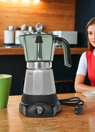 6 Cup Manual Espresso Maker, Small Espresso Machines for Home, Cuban Coffee Maker with Detachable Base & Overheat Protection,Cafeteras Electricas Modernas Moka Pot, Greca Electrica De Cafe Gift