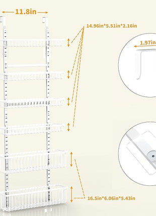 Moforoco 6-Tier Over The Door Pantry Organizer, Pantry Organization and Storage, Black Hanging Basket Wall Spice Rack Seasoning Shelves, Home & Kitchen Laundry Room Bathroom Essentials accessories