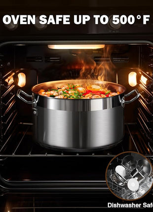 Cooks Standard Dutch Oven Casserole with Lid, 9 Quart Professional Stainless Steel Stockpots, Silver