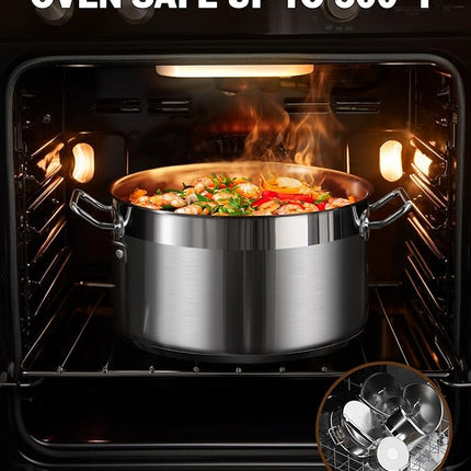 Cooks Standard Dutch Oven Casserole with Lid, 9 Quart Professional Stainless Steel Stockpots, Silver