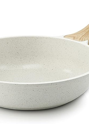 SENSARTE Nonstick Ceramic Frying Pan Skillet, 8-Inch Omelet Pan, Healthy Non Toxic Chef Pan, Induction Compatible Egg Pan with Heat Resistant Handle, PFAS-Free, White