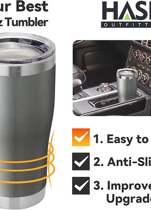 HASLE OUTFITTERS 20 oz Tumbler Bulk, Stainless Steel Tumblers with Lid, Vacuum Insulated Tumbler, Double Wall Tumbler Cup, coffee mugs, Gray, 1 Pack